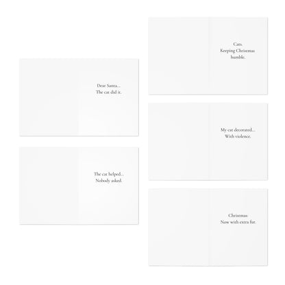 Funny Christmas (Cats - Set 1) Greeting Card Pack | Set of 5 Holiday Cards | Cute & Cheeky Christmas Cards