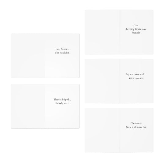 Funny Christmas (Cats - Set 1) Greeting Card Pack | Set of 5 Holiday Cards | Cute & Cheeky Christmas Cards