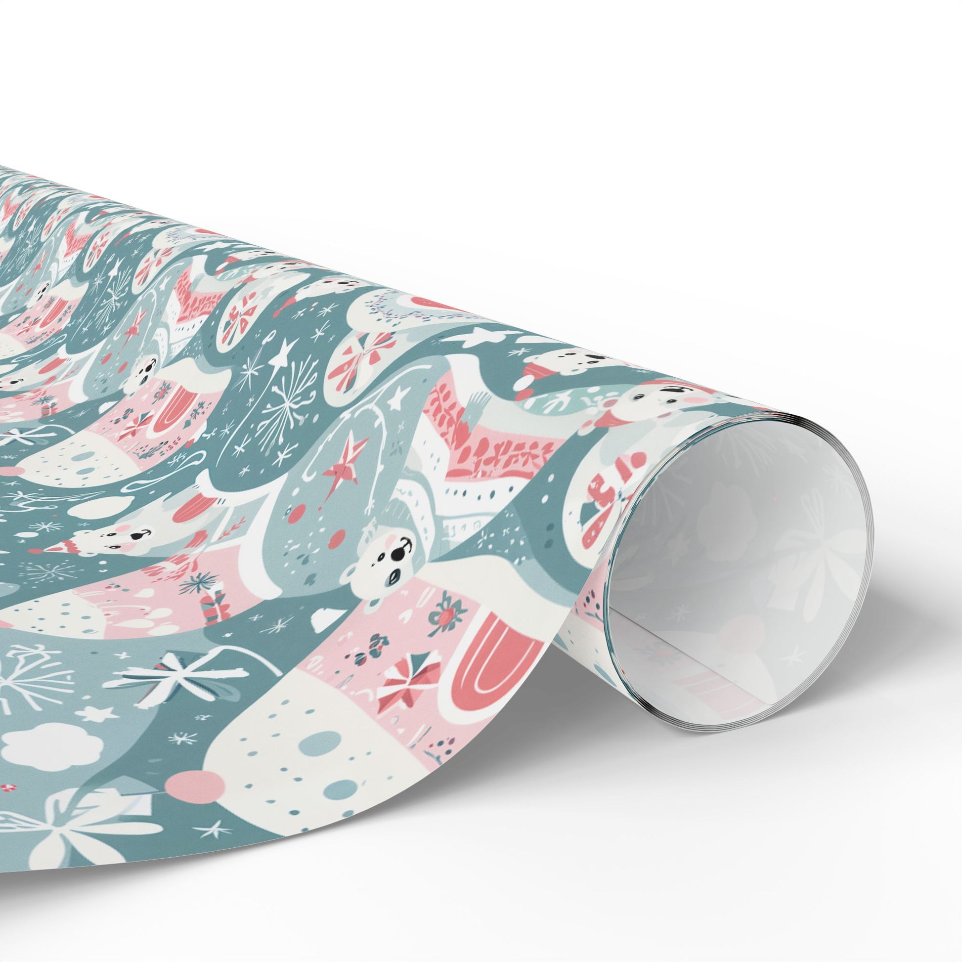 Icy Paws & Peppermint Igloos – Arctic Wonderland Wrapping Paper
