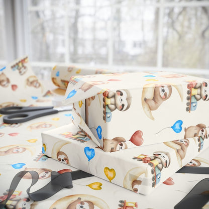 Snoozy Sloths & Balloon Dreams – Whimsical Wrapping Paper