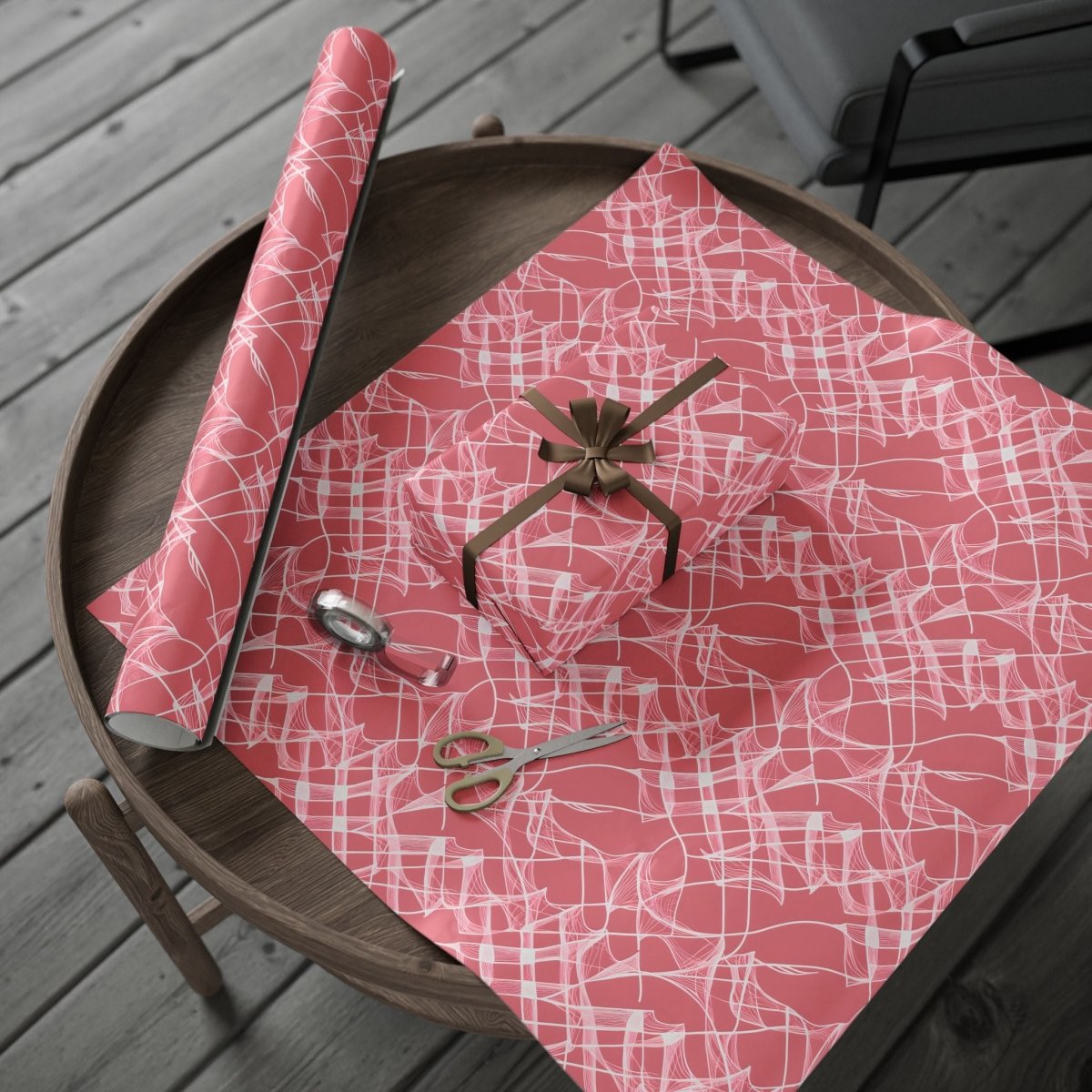 Dusty Pink and Whispy White Lines, Gift Wrap