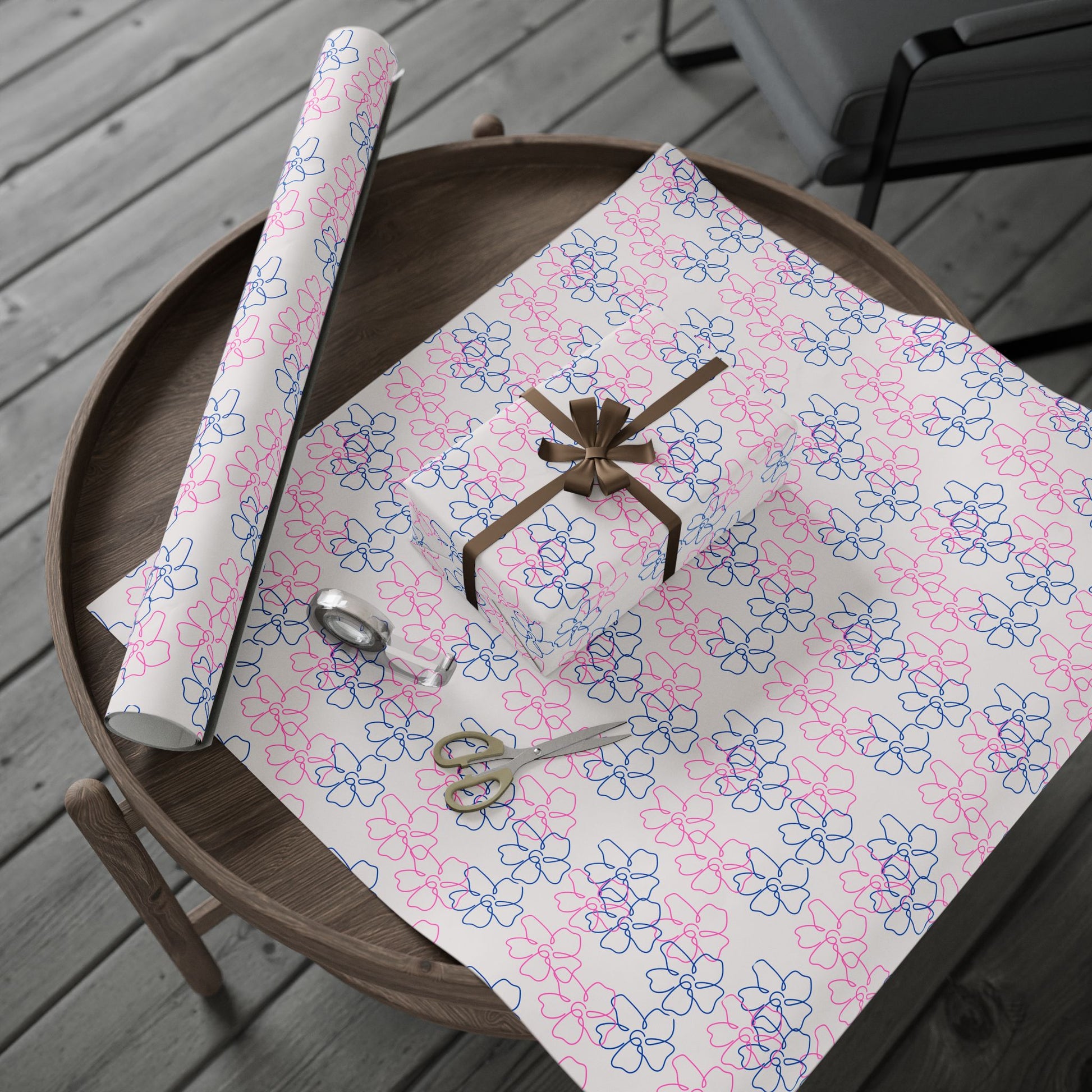 Floral Line Drawing Wrapping Paper Roll