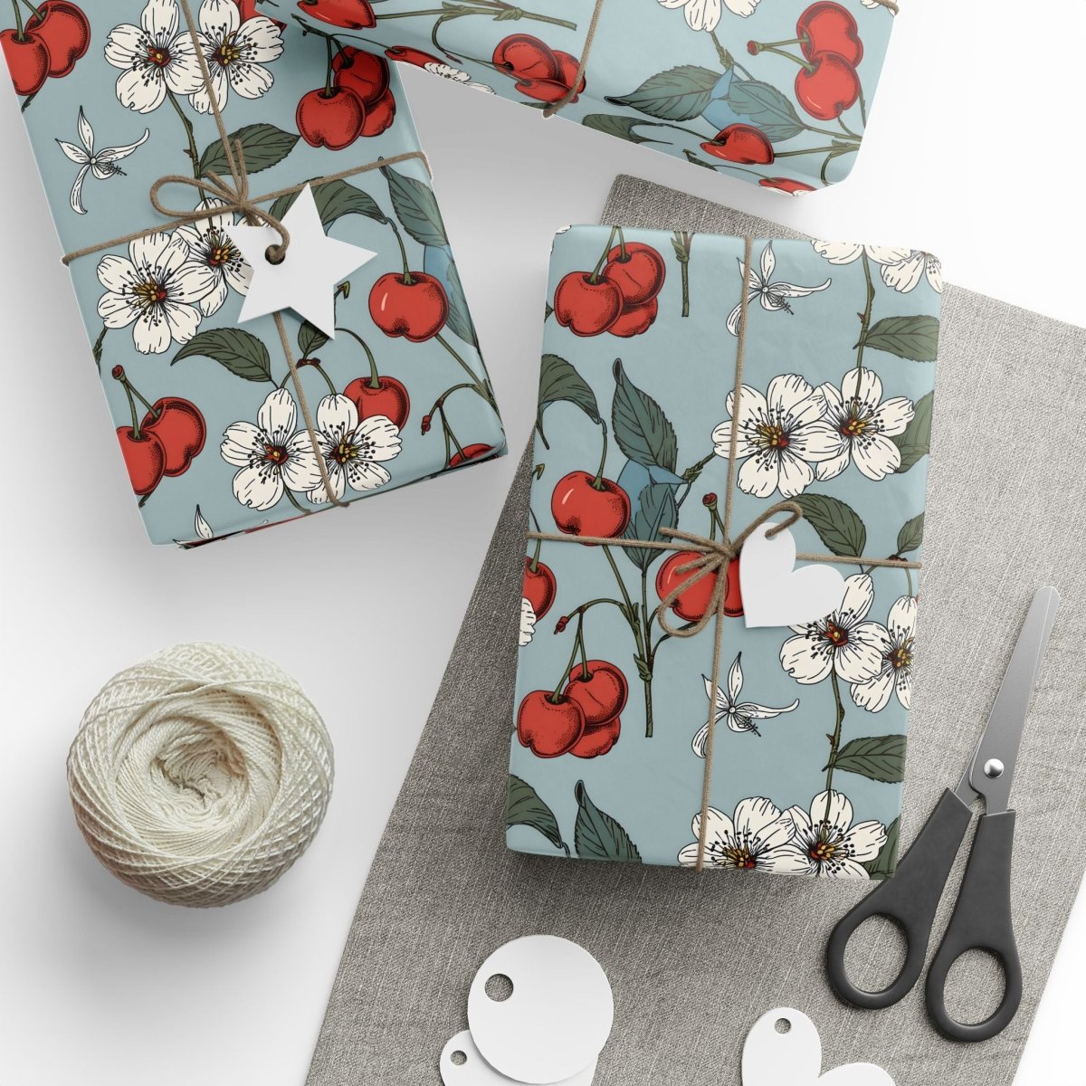 Chic Vintage Gift Wrapping Papers with Cherry Blossoms