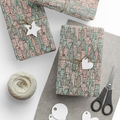 Wrapping Papers - Abstract Pastel Cityscape Gift Wrap