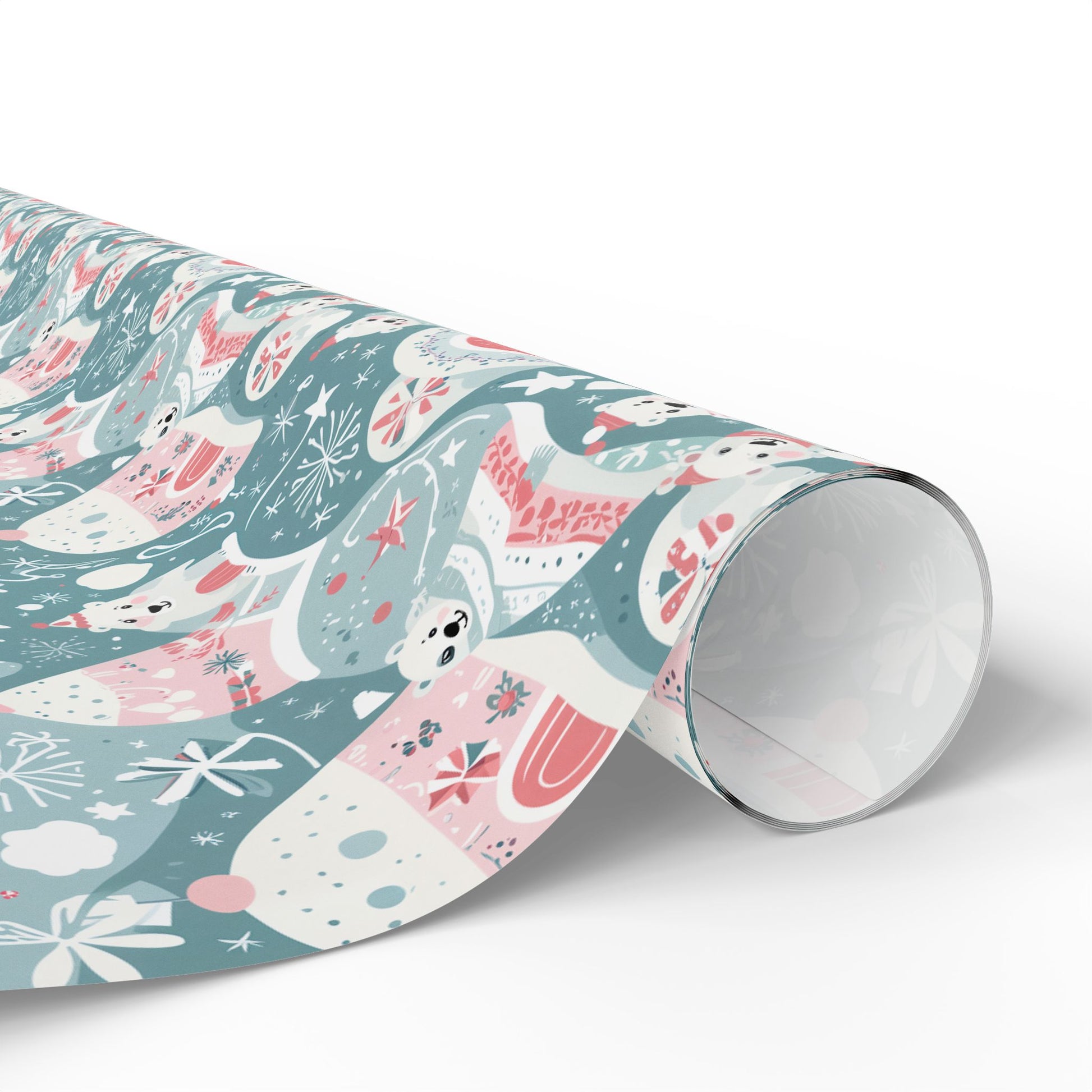Icy Paws & Peppermint Igloos – Arctic Wonderland Wrapping Paper
