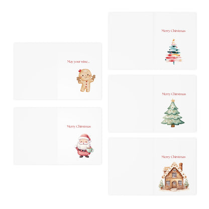 Funny Christmas (Wine Related - Set 2) Greeting Card Pack | Set of 5 Holiday Cards | Cute & Cheeky Christmas Cards