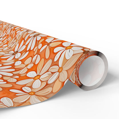 Charming Orange Floral Gift Wrap