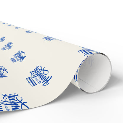 Hanukkah Blue and White Candle Wrapping Papers