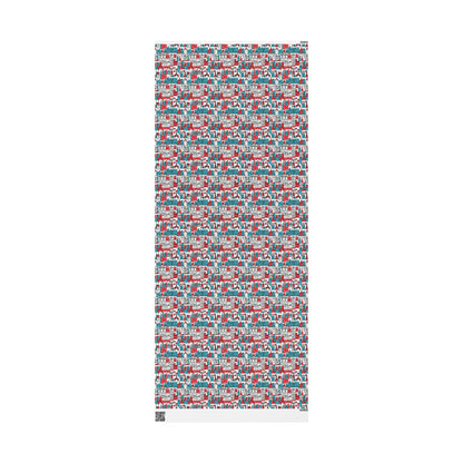 Wrapping Papers: Colorful Blue & Red Abstract Cityscape