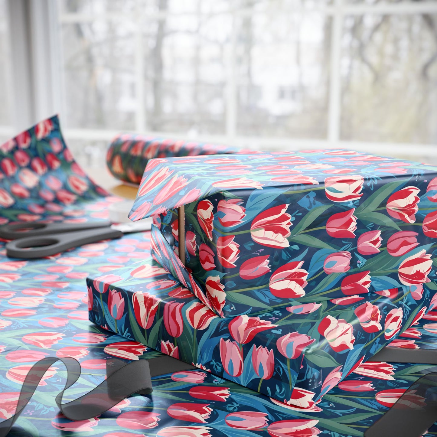 Vibrant Tulip Floral Wrapping Paper