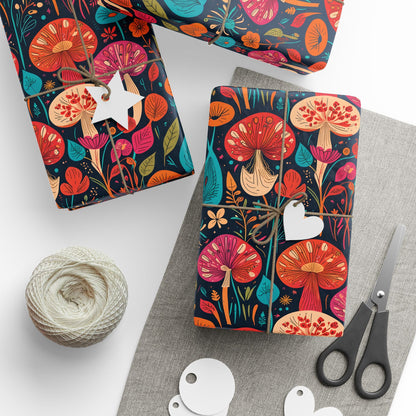 Retro Mushroom Motif Gift Wrap