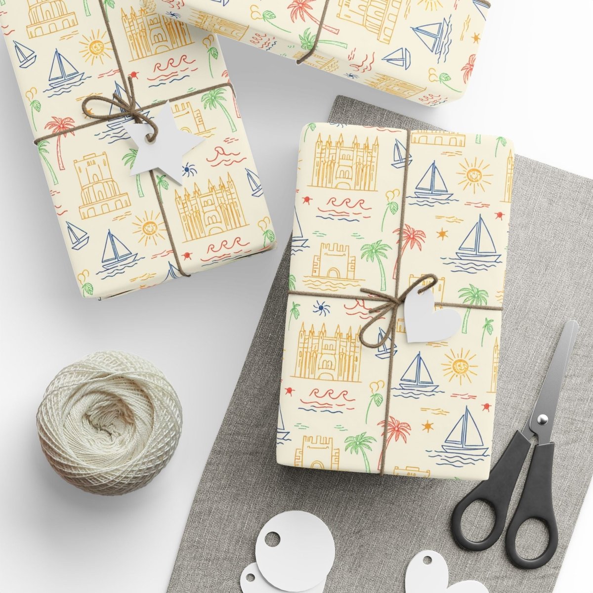 Sunwashed Shores – Mediterranean Sketch Wrapping Paper