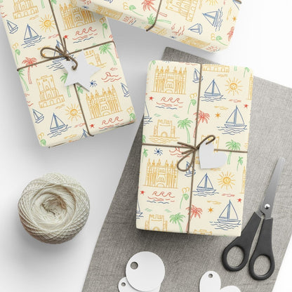 Sunwashed Shores – Mediterranean Sketch Wrapping Paper