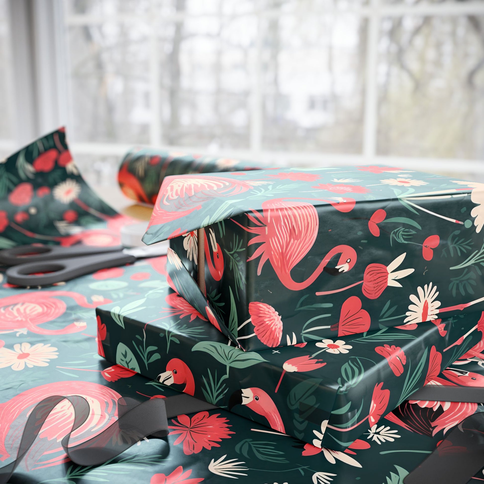 Abstract Alice in Wonderland Flamingo Gift Wrap