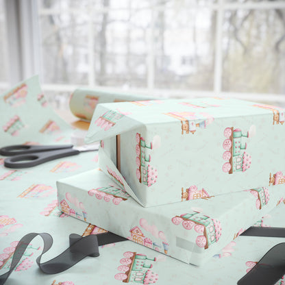 The Sweet Express – Gingerbread Christmas Train Wrapping Paper