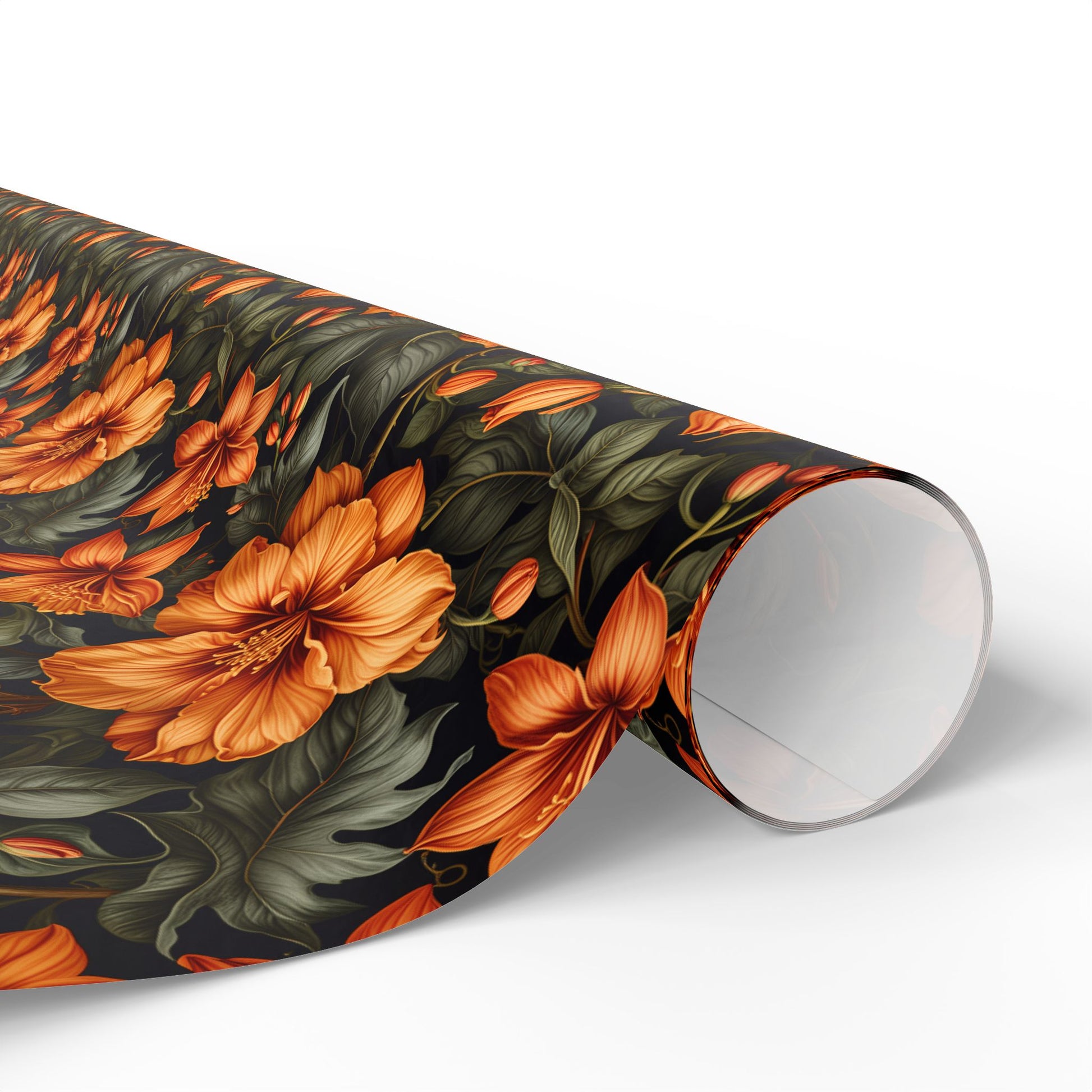 Vintage Orange Floral Wrapping Paper