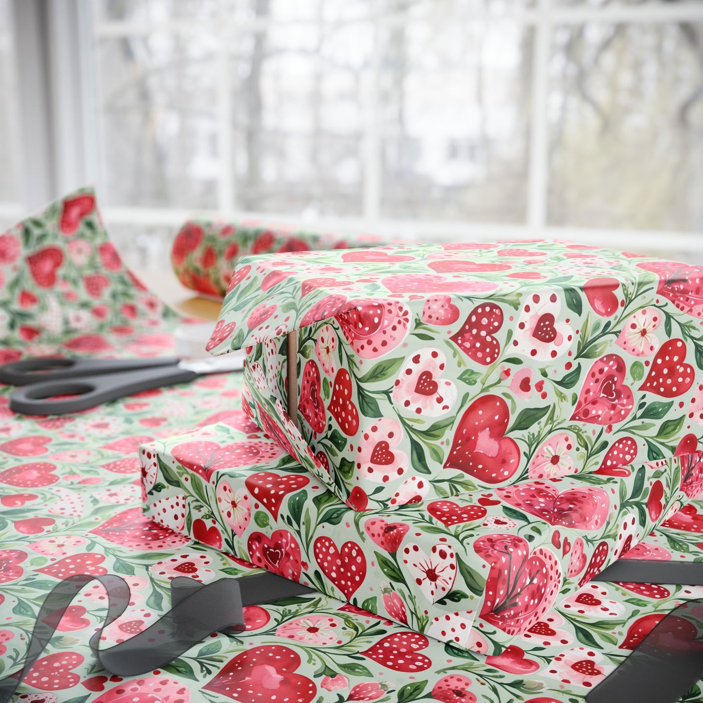Charming Pink Heart Wrapping Paper for Gift Giving