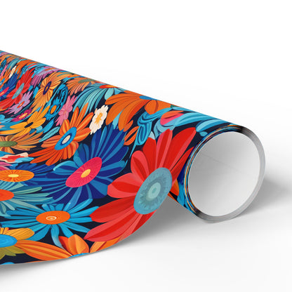 Botanical Colorful Flowers Gift Wrap Roll for Birthday