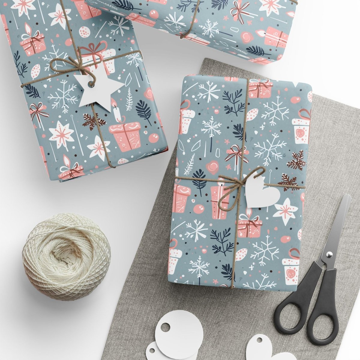 Whimsical Pink & Blue Holiday Wrapping Papers