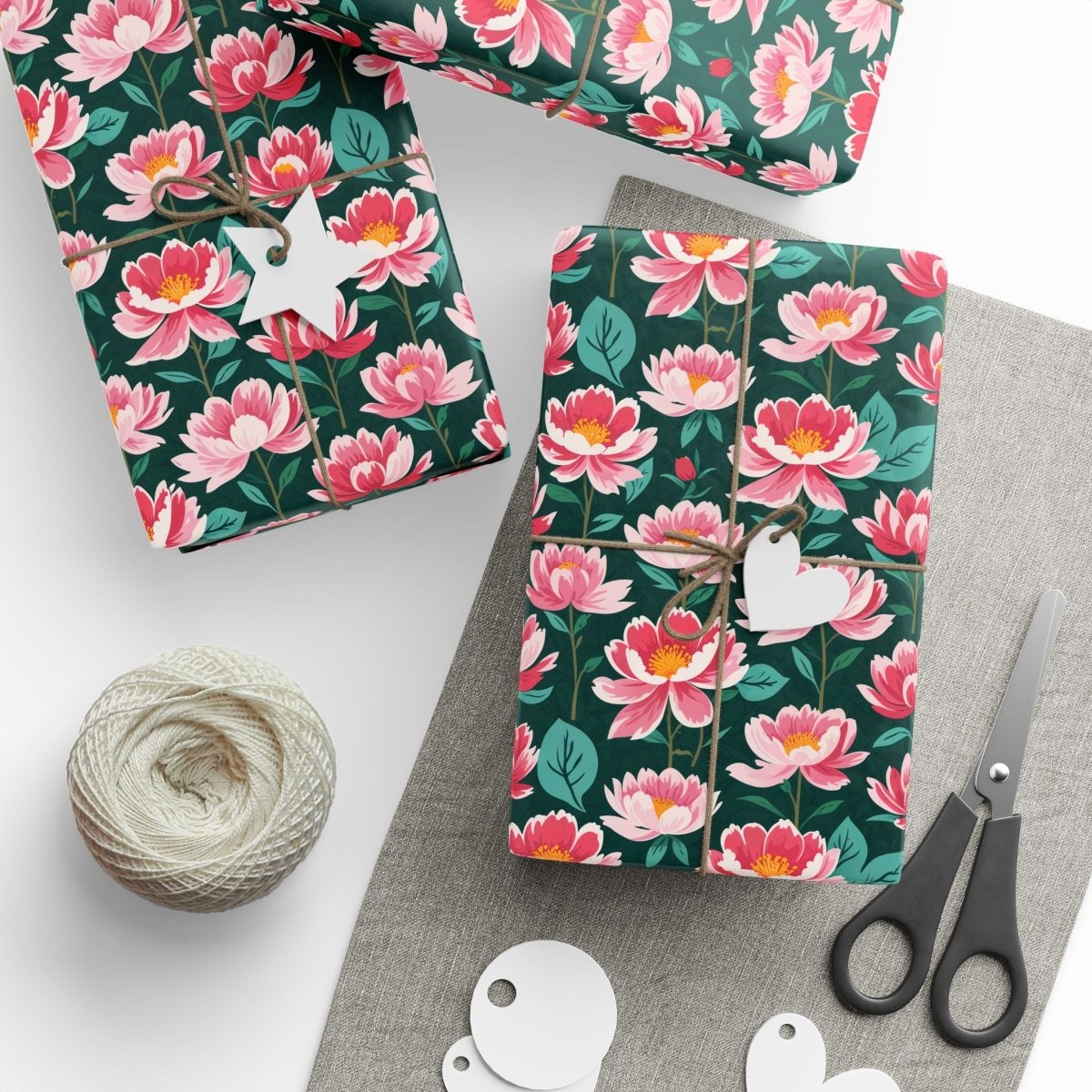 Pink & Green Floral Gift Wrapping Paper