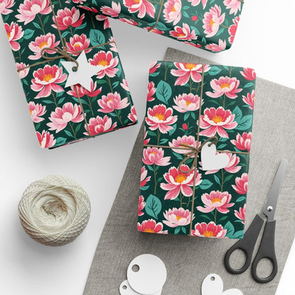 Pink & Green Floral Gift Wrapping Paper