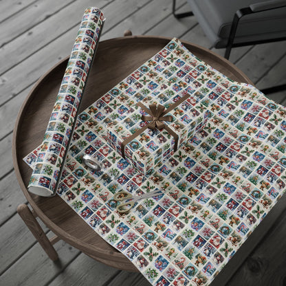 Sealed with a Sleigh – Vintage Christmas Stamps Wrapping Paper