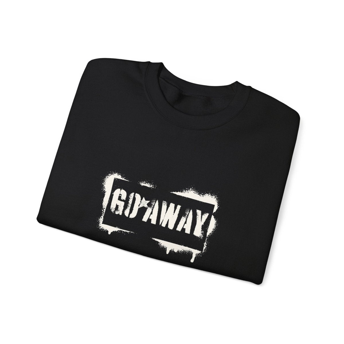 Crewneck Sweatshirt - 'Go Away' Stencil Graphic Cozy Pullover