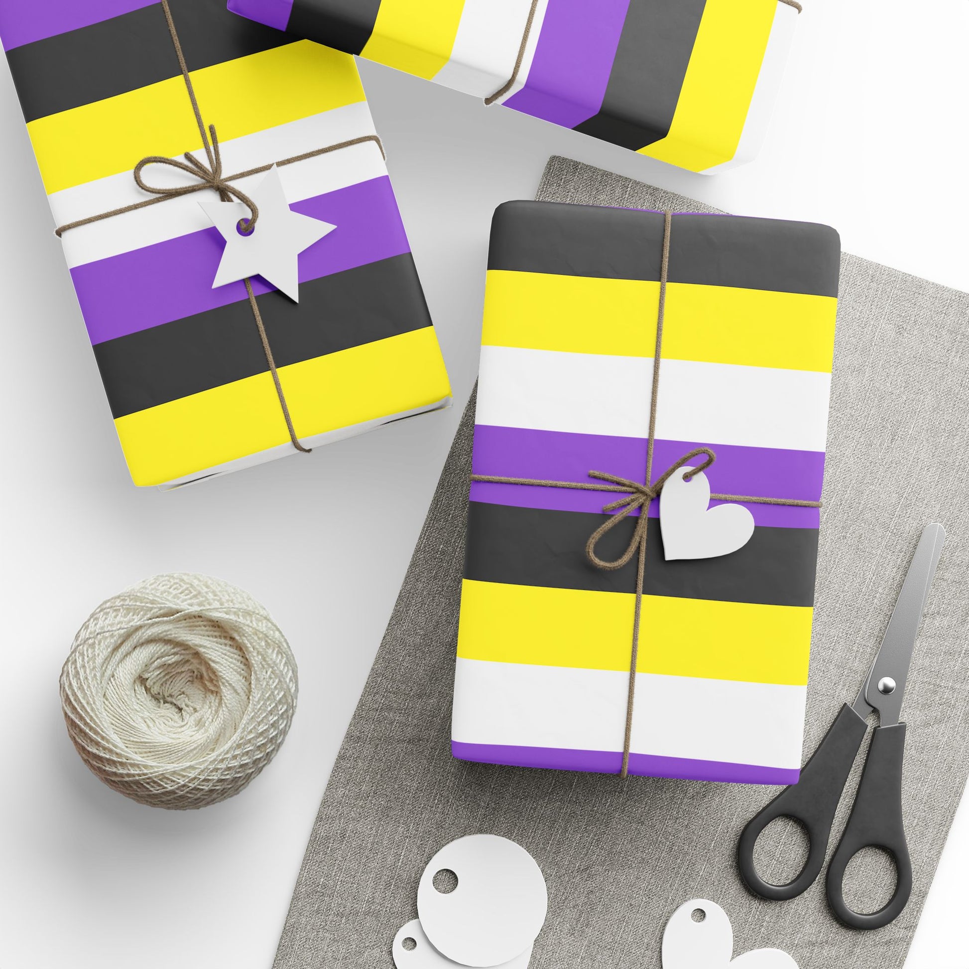 Non - Binary Yellow White Purple Black LGBTQ Gift Wrap
