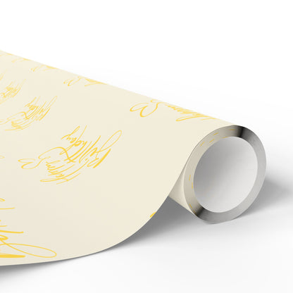 Elegant Yellow Happy Birthday Wrapping Paper