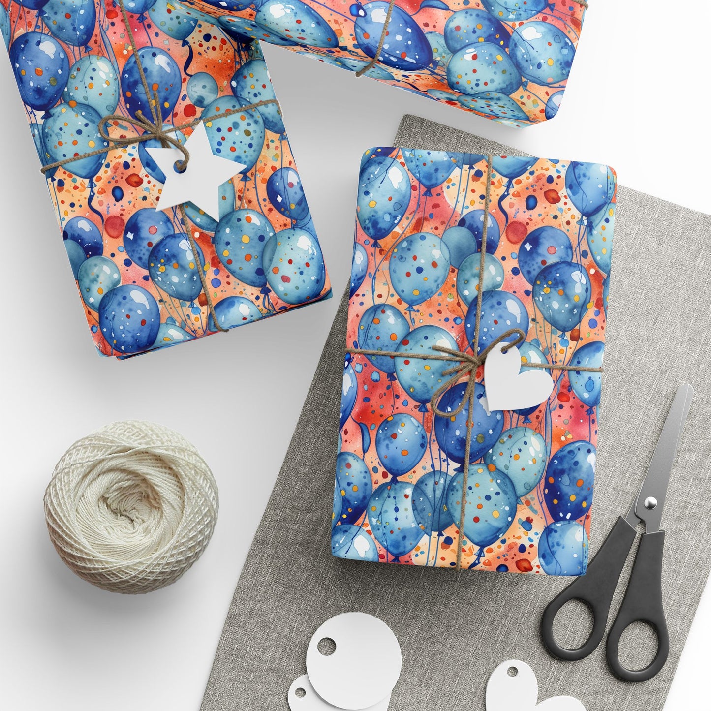 Colorful Blue and Orange Balloon Gift Wrapping Paper