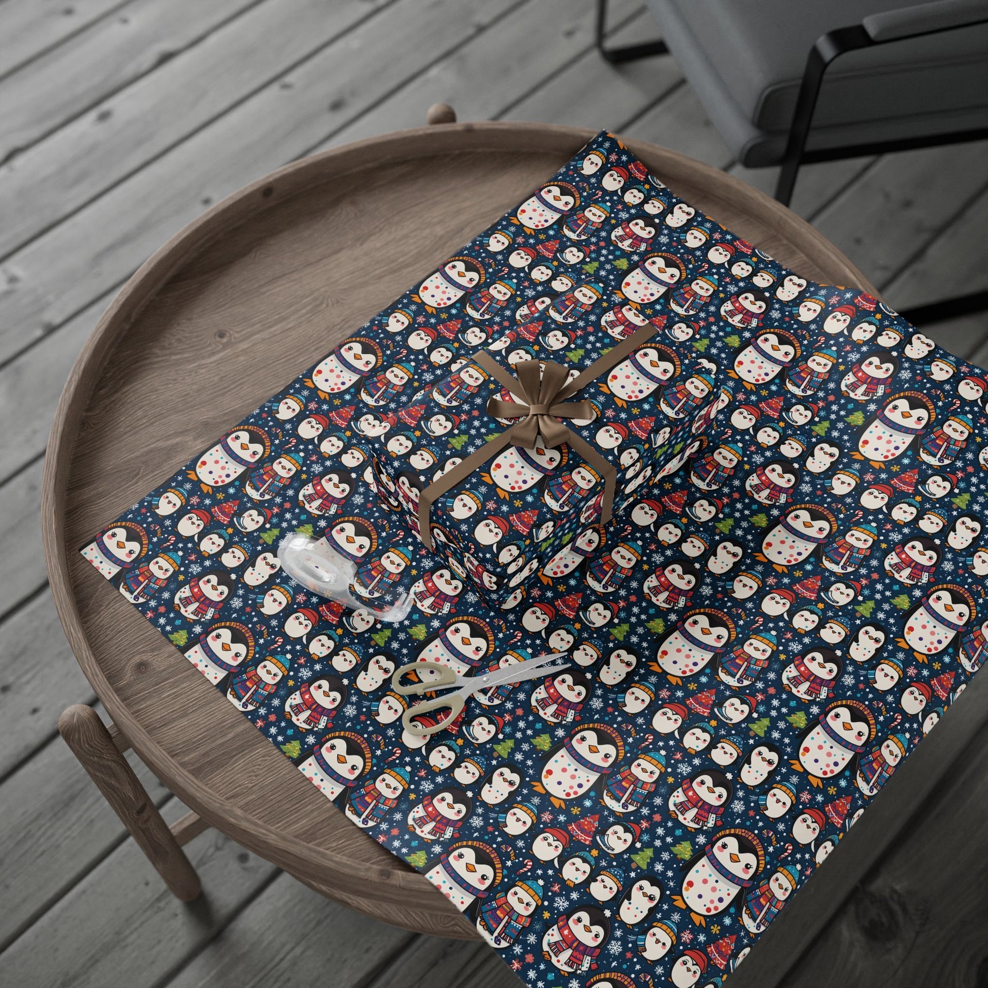 Waddle Wonderland – Cozy Penguins in Holiday Sweaters Wrapping Paper