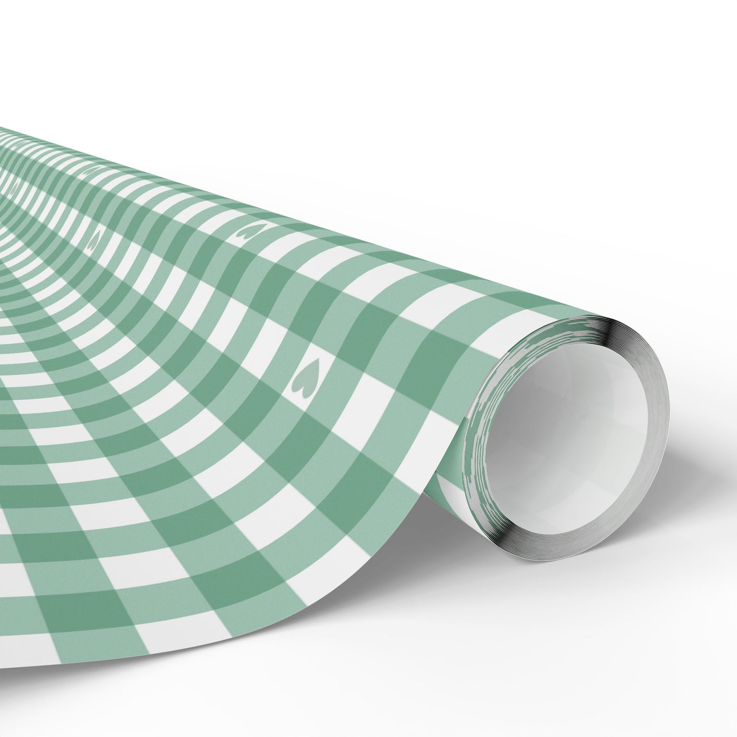 Gingham Green with Small Hearts Wrapping Papers