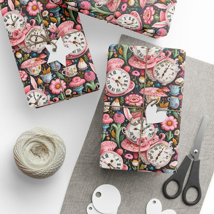 Midnight Tea & Ticking Time – Wonderland Wrapping Paper