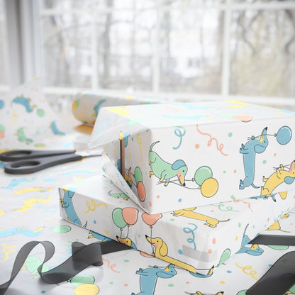 Up, Pup & Away – Balloon Dachshund Wrapping Paper