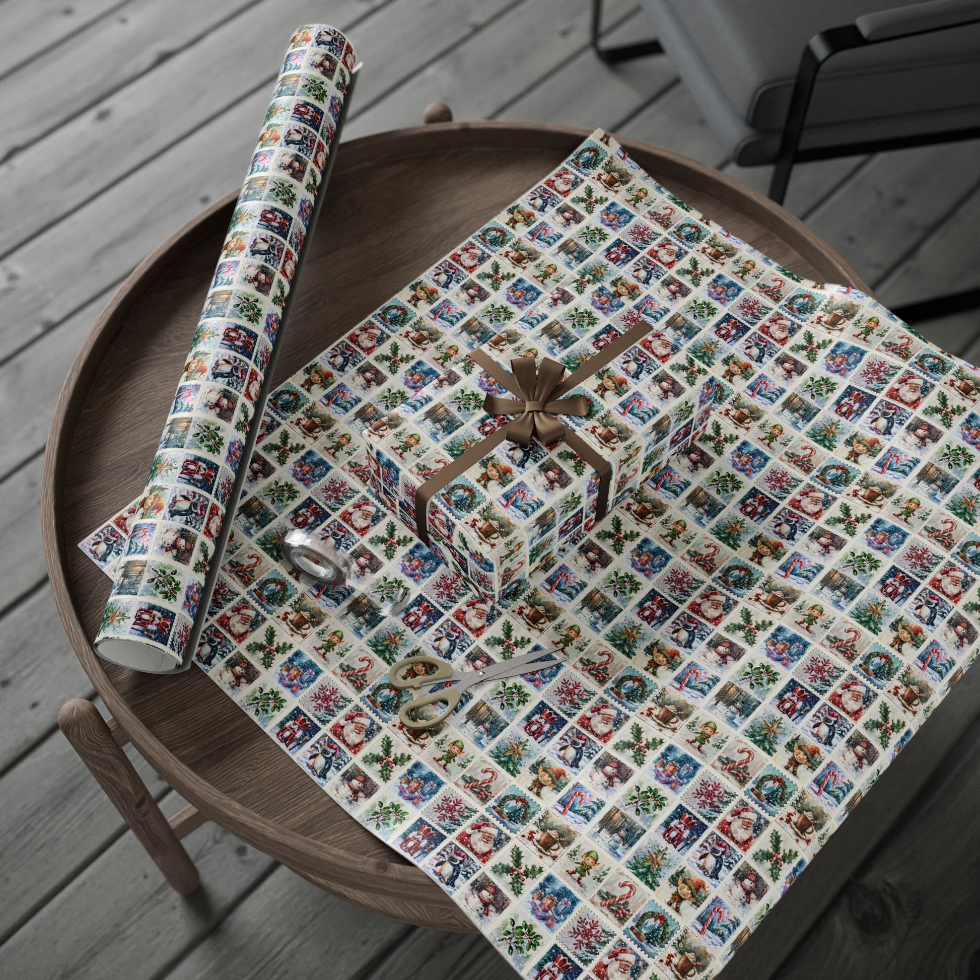 Sealed with a Sleigh – Vintage Christmas Stamps Wrapping Paper
