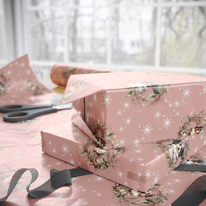 Collie Christmas Charm – Winter Wreath Wrapping Paper