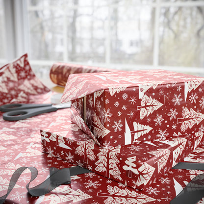 Nordic Noel – Red & White Forest Wrapping Paper