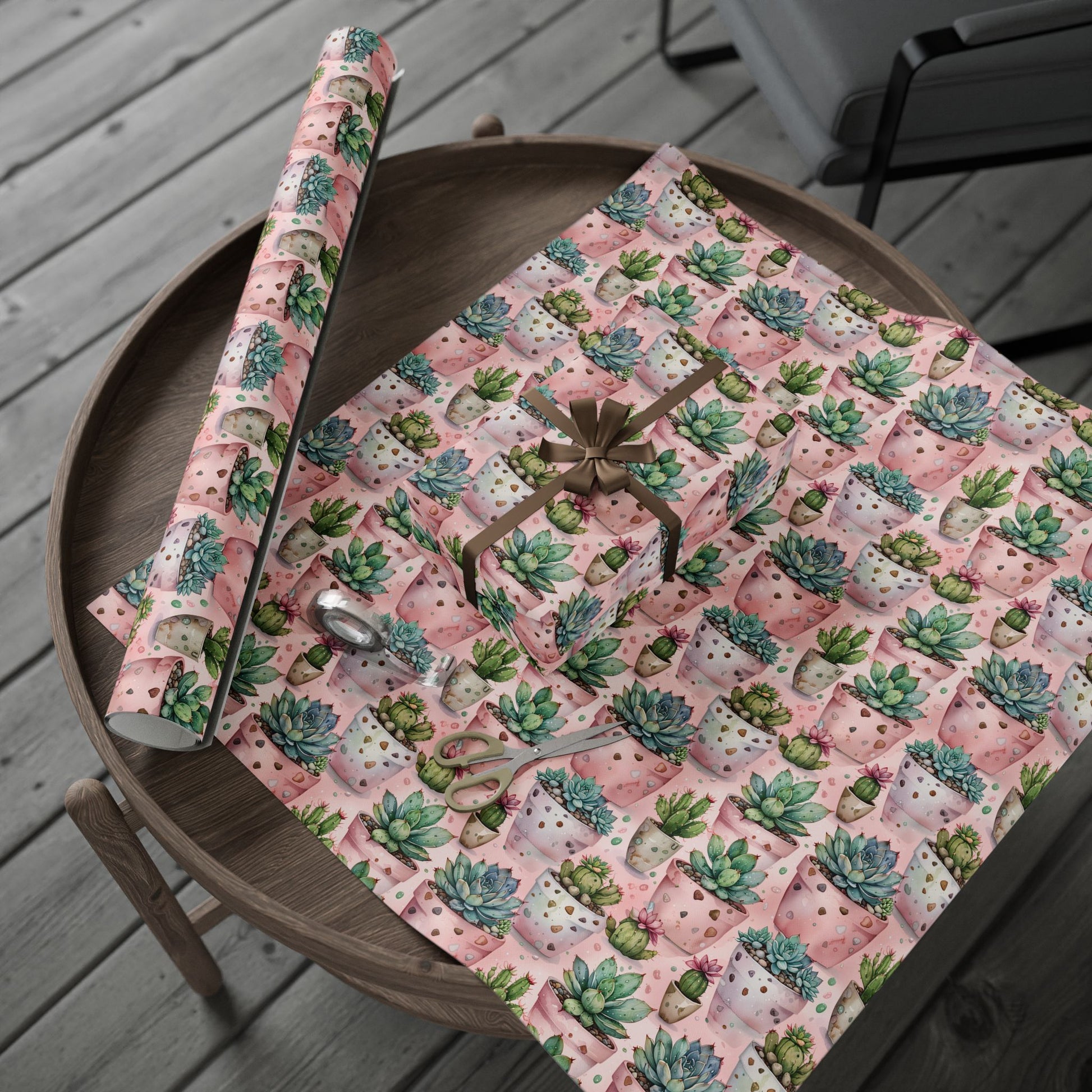Pink Succulent Plant Gift Wrap