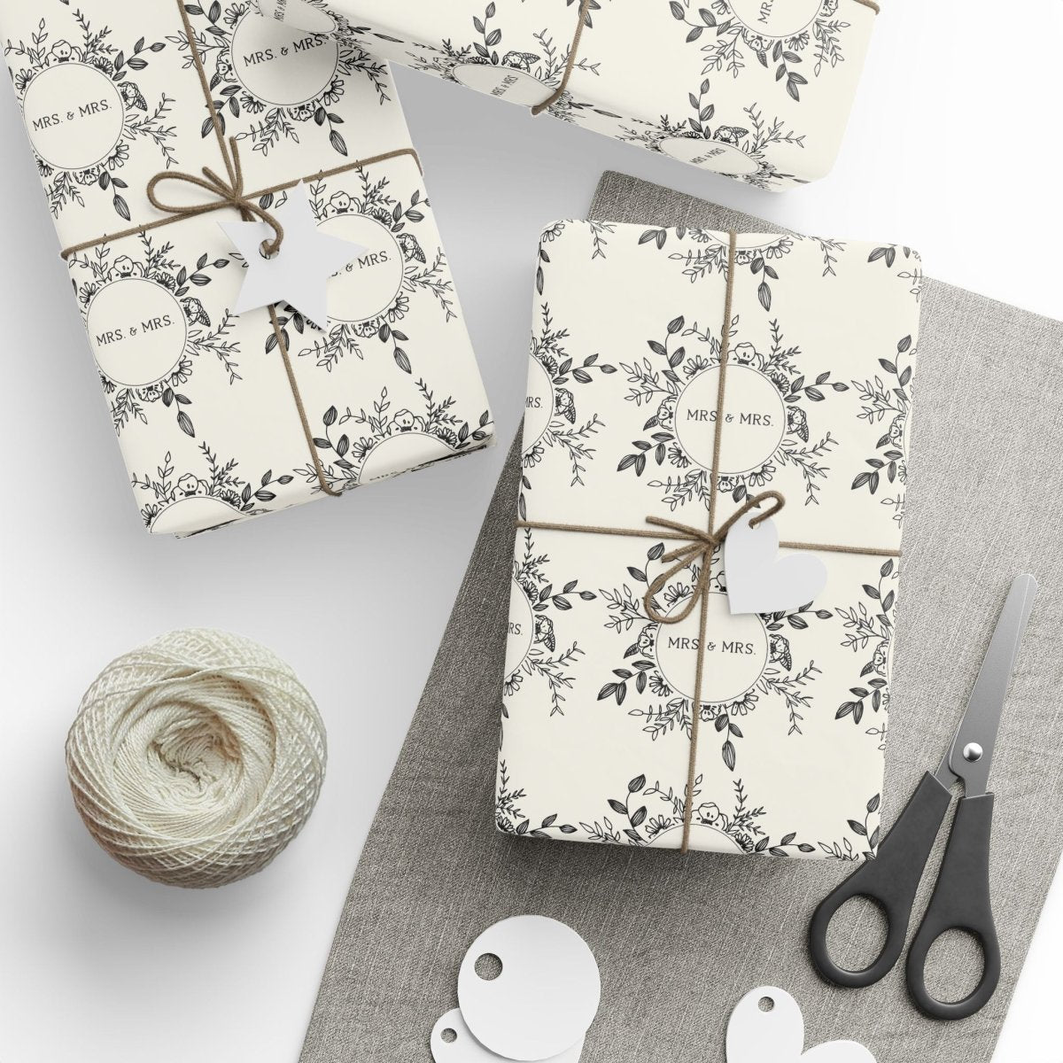 Mrs. & Mrs. Black and White Wrapping Paper Roll