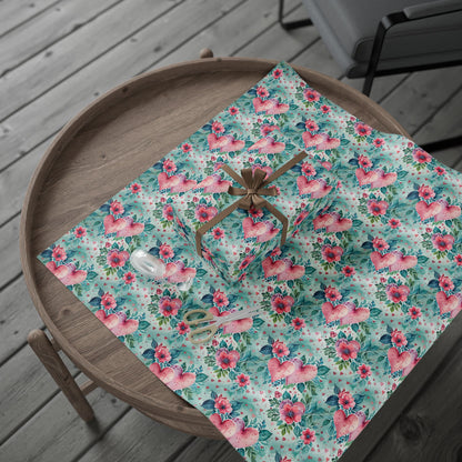 Blue & Pink Floral Gift Wrap