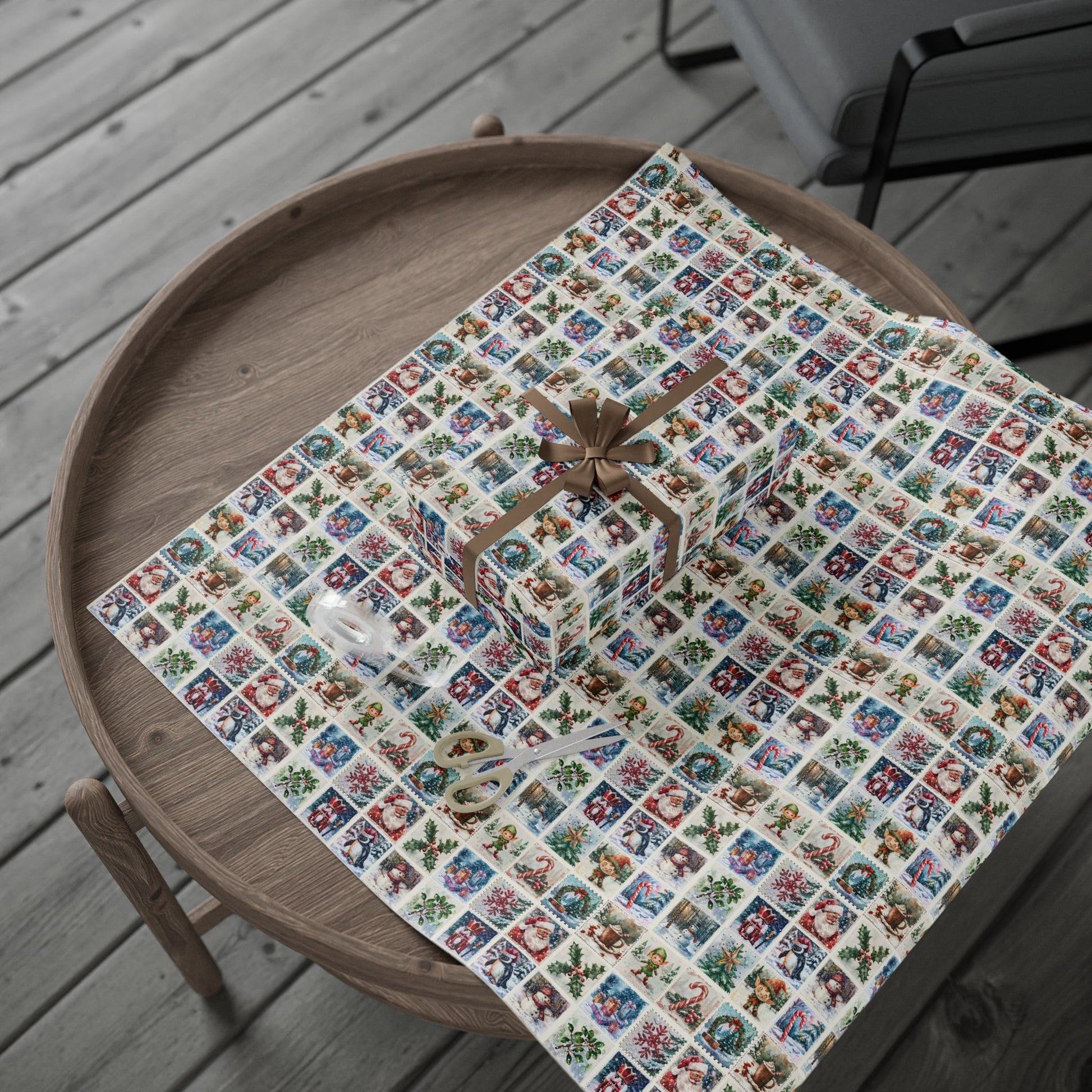 Sealed with a Sleigh – Vintage Christmas Stamps Wrapping Paper