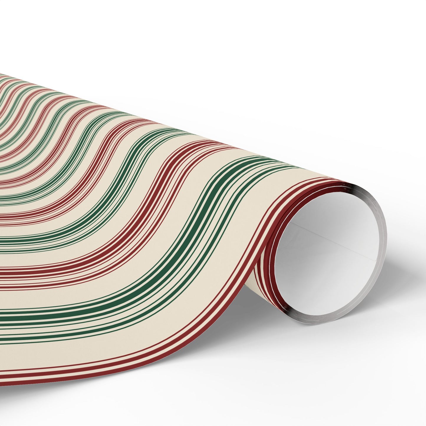Festive Red & Green Striped Wrapping Paper