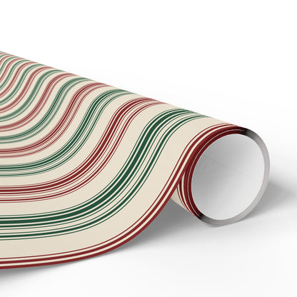 Festive Red & Green Striped Wrapping Paper
