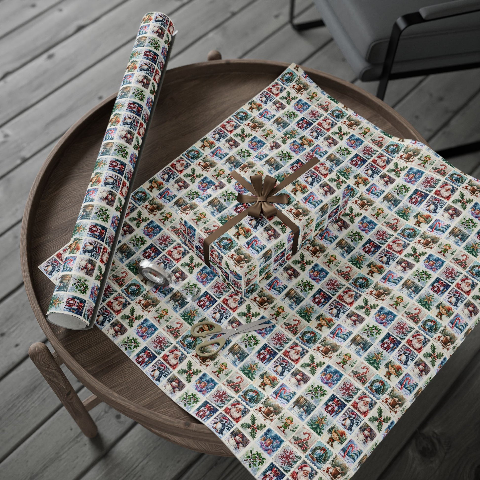Sealed with a Sleigh – Vintage Christmas Stamps Wrapping Paper