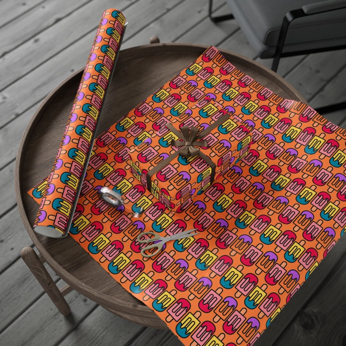 Colorful Orange Popsicle Wrapping Paper