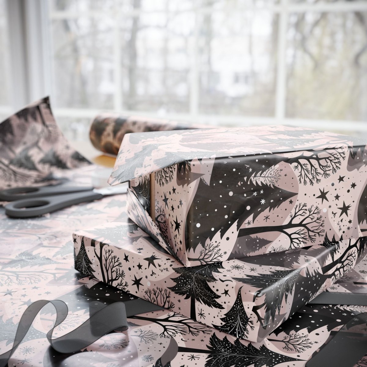 Blush Frost Forest – Pink Winter Wonderland Wrapping Paper