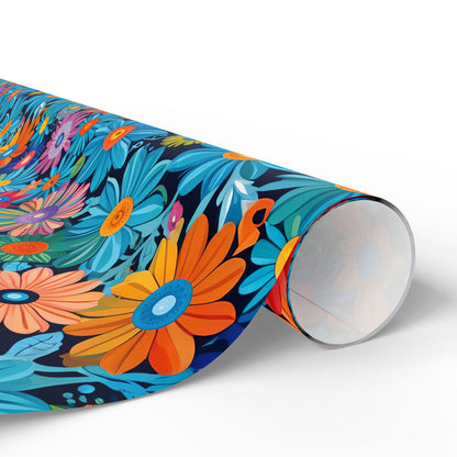 Botanical Colorful Flowers Gift Wrap Roll for Birthday