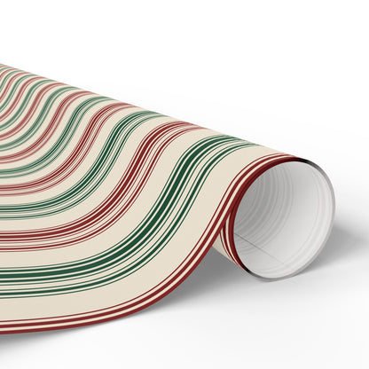 Festive Red & Green Striped Wrapping Paper