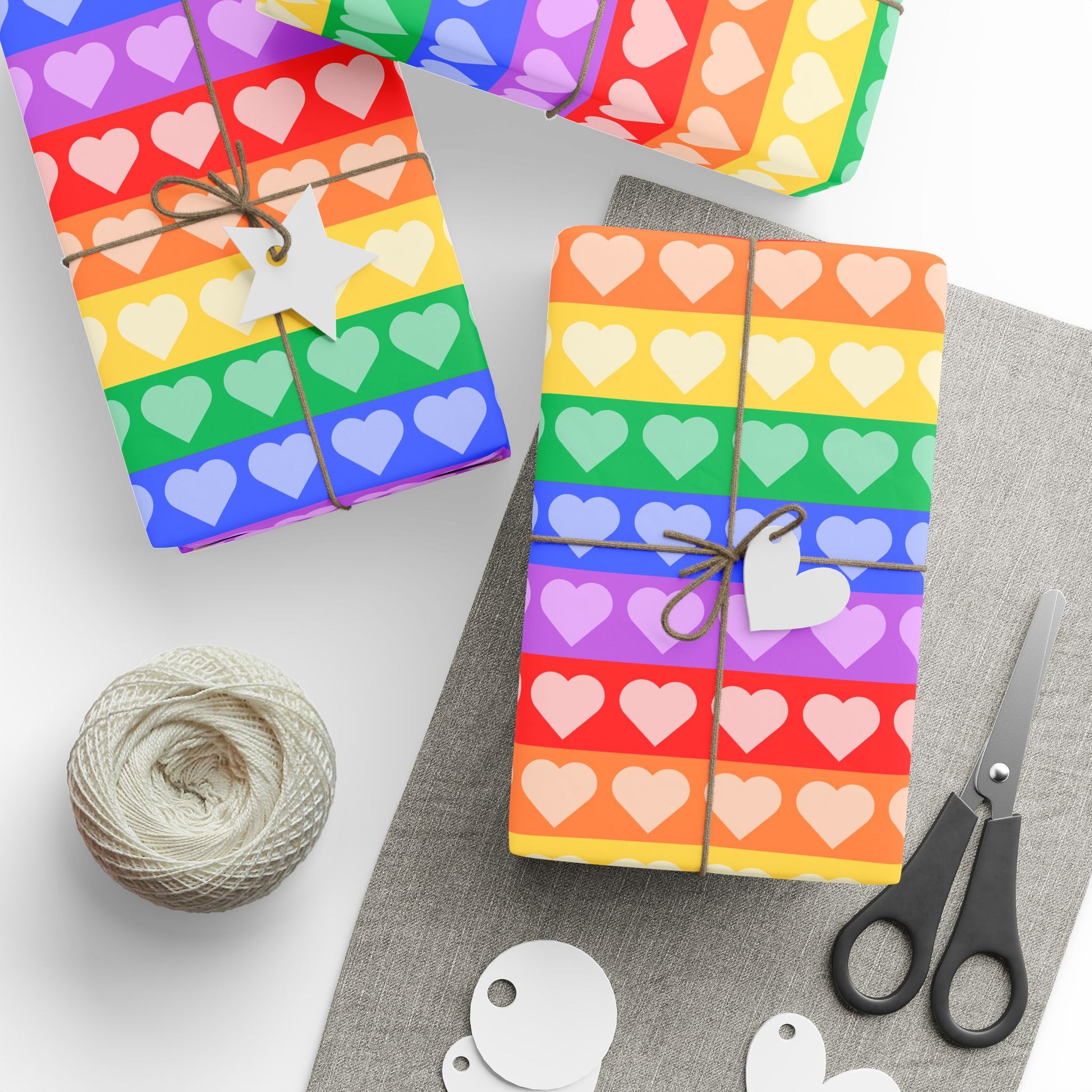 Vibrant Rainbow Heart Wrapping Paper