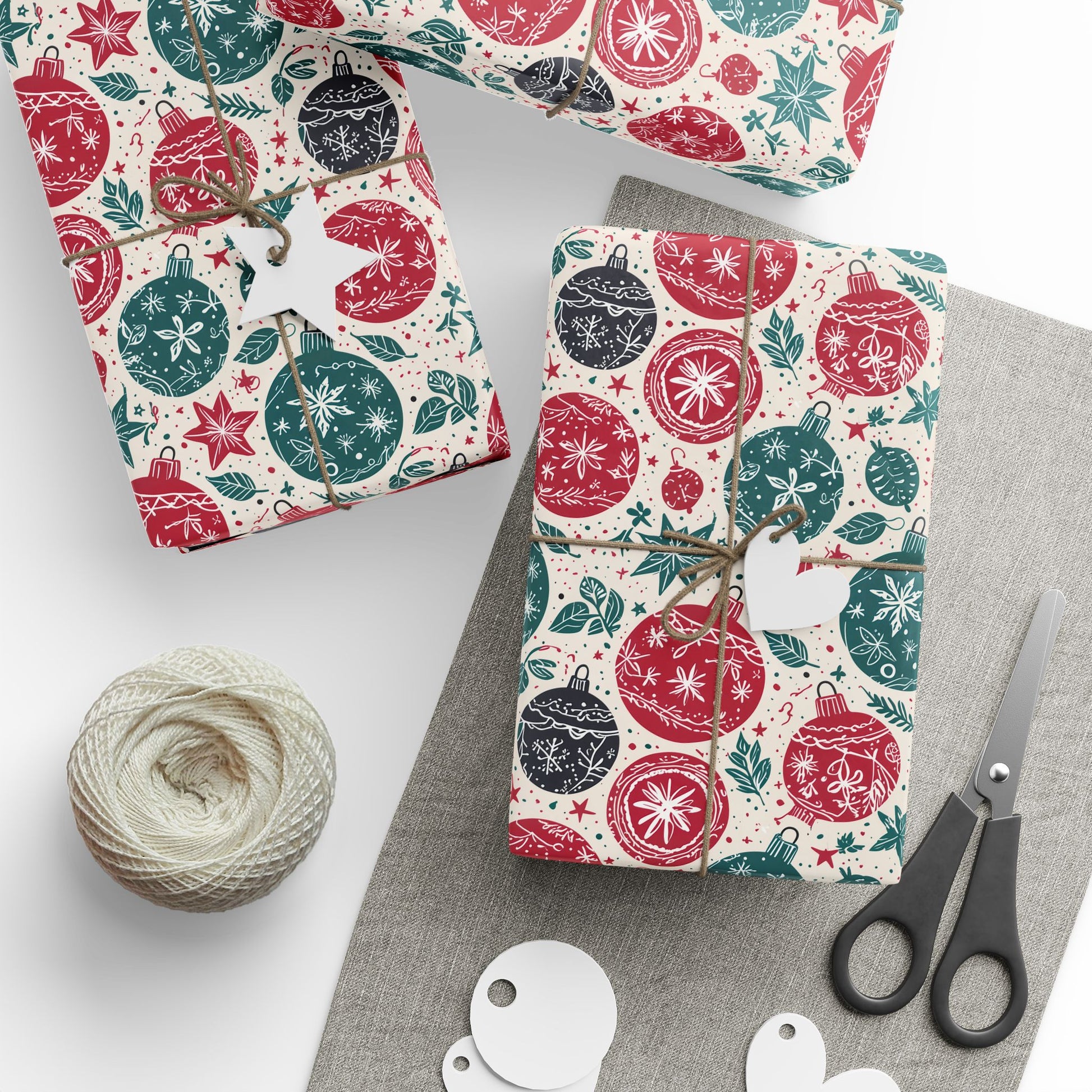 Retro Sprig & Bauble Swing – Mid - Century Modern Christmas Wrapping Paper